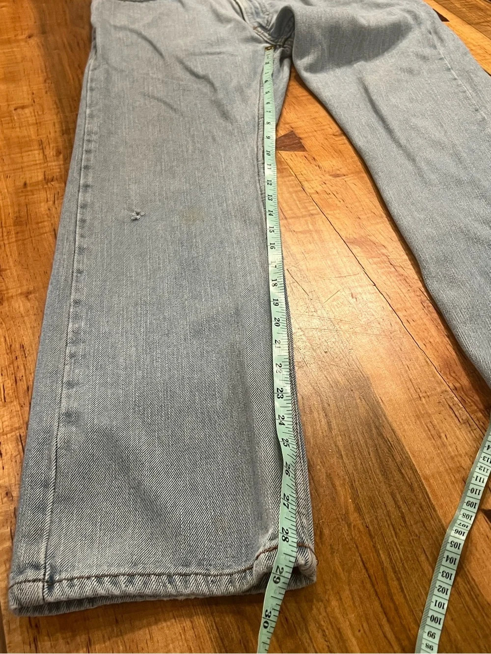 Levi's Men's Light Blue Denim Jeans with Tan Leather Patch